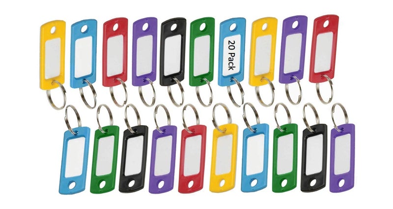 Lucky Line Flexible Colored Plastic Key Tag with 3/4" Split Ring in Assorted Colors, 20 Key Tags (1690020)